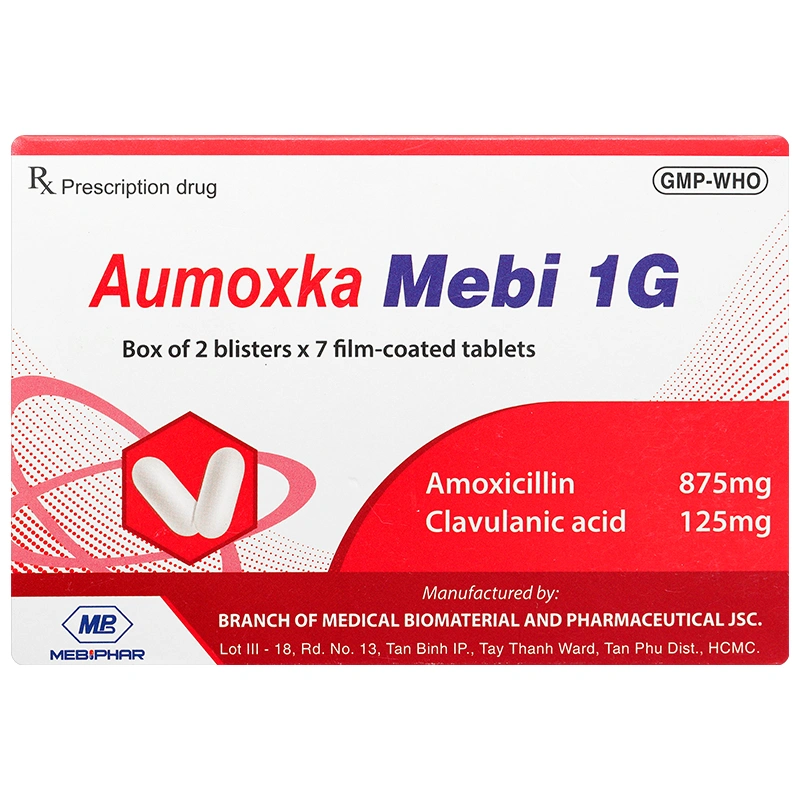 Aumoxka Mebi 1g điều trị nhiễm khuẩn (2 vỉ x 7 viên) - 2